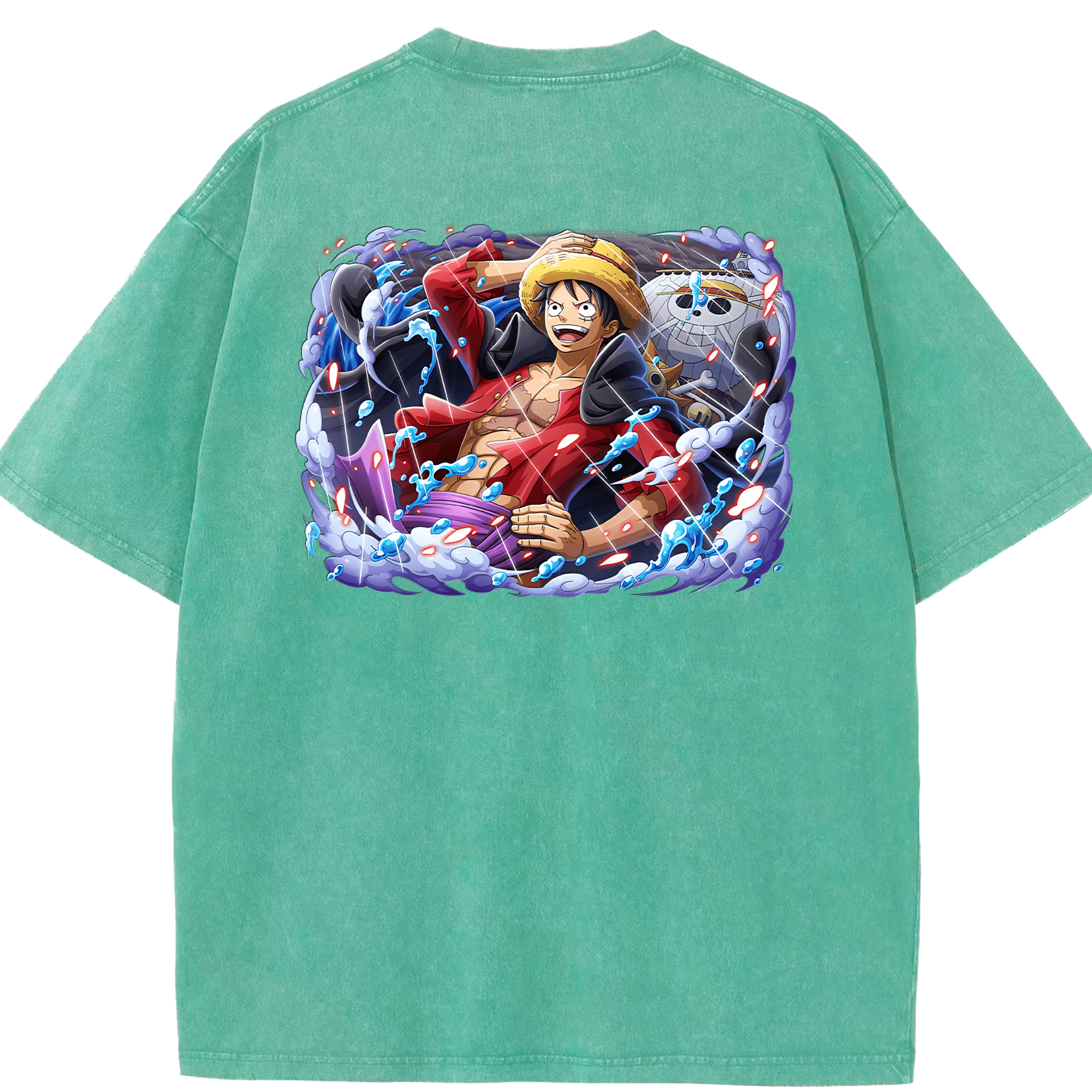 ワンピース モンキー・D・ルフィ ONE PIECE Monkey D. Luffy 綿100% ヴィンテージ風 半袖Tシャツ（背面プリント）